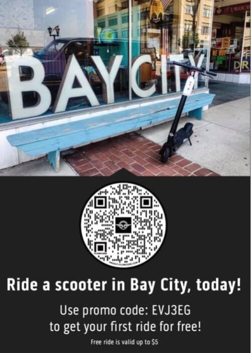Loading funds to the Bird App unlocks the scooters. You can search for the app or scan the QR code on the scooters.